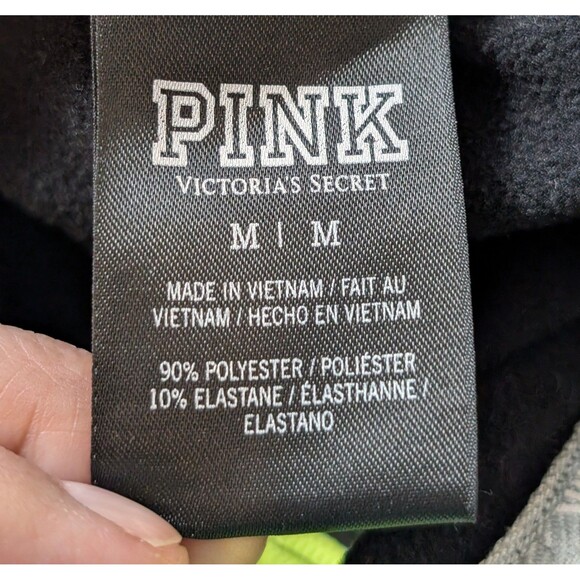 VS PINK Size M Quarter Zip Pullover Reflective Logo Thumbhole Running Activewear - Picture 9 of 12